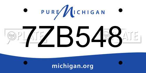7ZB548 Michigan License Plate