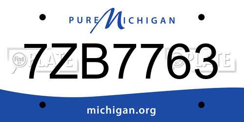 7ZB7763 Michigan License Plate