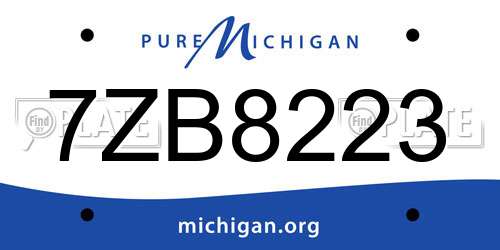 7ZB8223 Michigan License Plate
