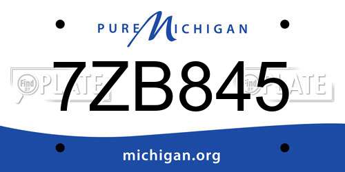 7ZB845 Michigan License Plate