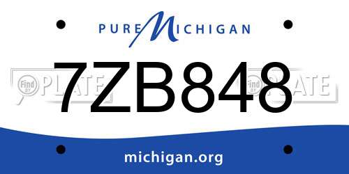 7ZB848 Michigan License Plate