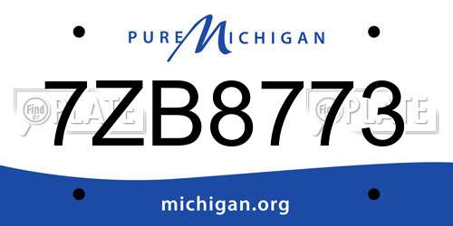 7ZB8773 Michigan License Plate