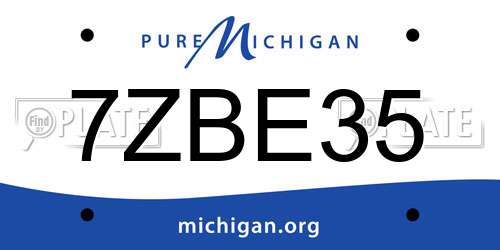 7ZBE35 Michigan License Plate