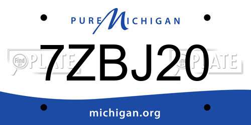 7ZBJ20 Michigan License Plate