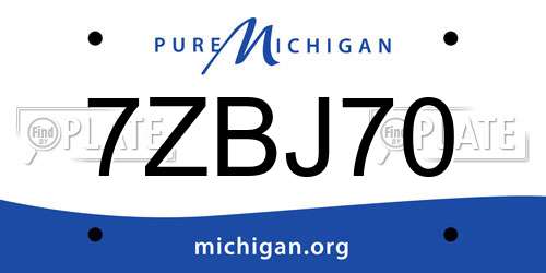 7ZBJ70 Michigan License Plate