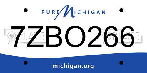 7ZBO266 Michigan License Plate