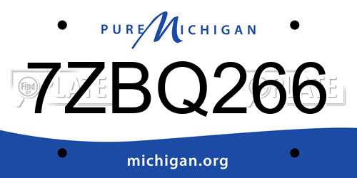 7ZBQ266 Michigan License Plate