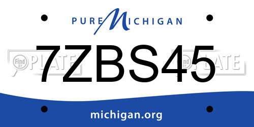 7ZBS45 Michigan License Plate