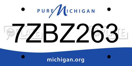 7ZBZ263 Michigan License Plate