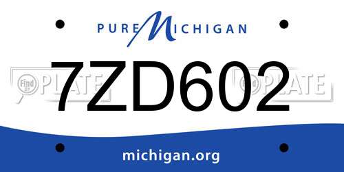 7ZD602 Michigan License Plate