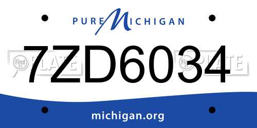 7ZD6034 Michigan License Plate