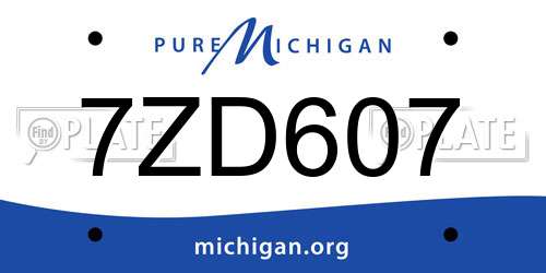 7ZD607 Michigan License Plate