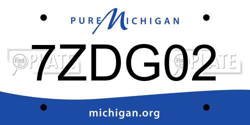 7ZDG02 Michigan License Plate
