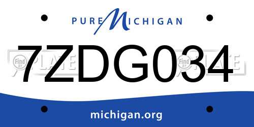 7ZDG034 Michigan License Plate