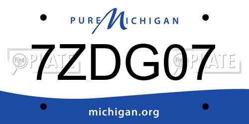 7ZDG07 Michigan License Plate