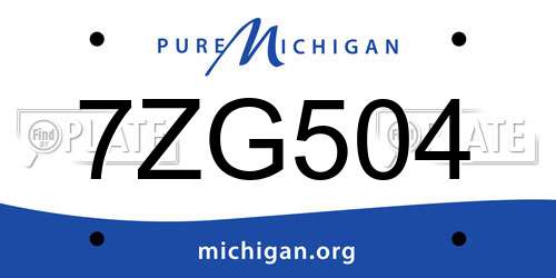 7ZG504 Michigan License Plate