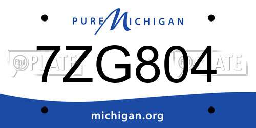 7ZG804 Michigan License Plate