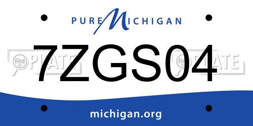 7ZGS04 Michigan License Plate