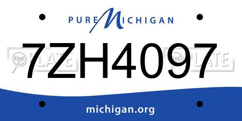 7ZH4097 Michigan License Plate