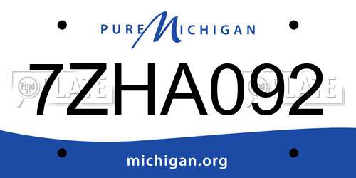 7ZHA092 Michigan License Plate