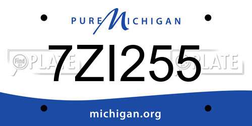 7ZI255 Michigan License Plate
