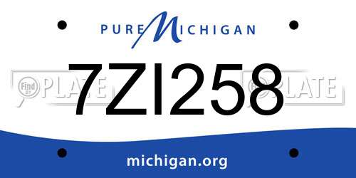 7ZI258 Michigan License Plate