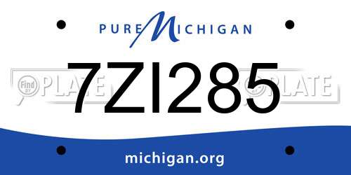 7ZI285 Michigan License Plate