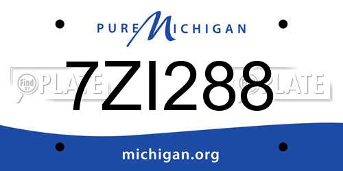 7ZI288 Michigan License Plate