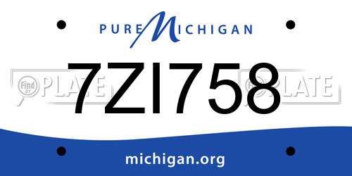 7ZI758 Michigan License Plate