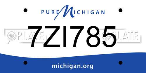 7ZI785 Michigan License Plate