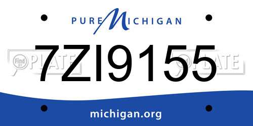 7ZI9155 Michigan License Plate