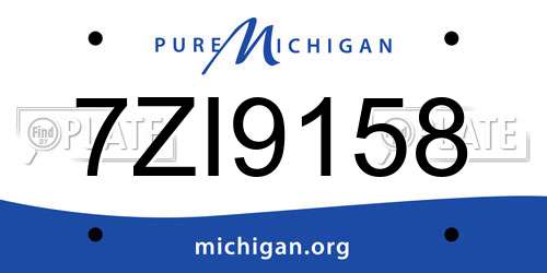 7ZI9158 Michigan License Plate