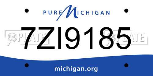 7ZI9185 Michigan License Plate