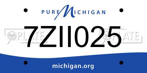 7ZII025 Michigan License Plate