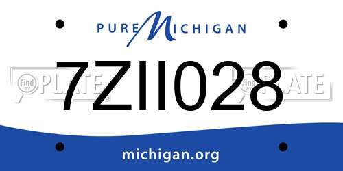 7ZII028 Michigan License Plate