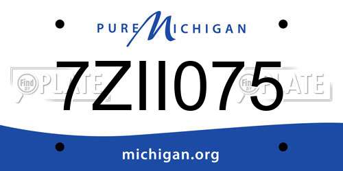 7ZII075 Michigan License Plate