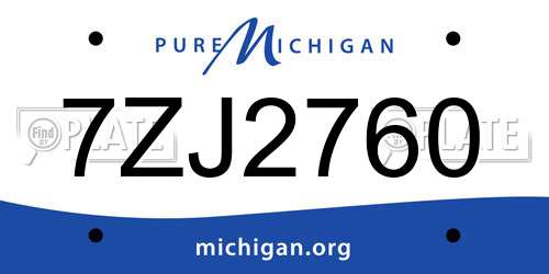 7ZJ2760 Michigan License Plate