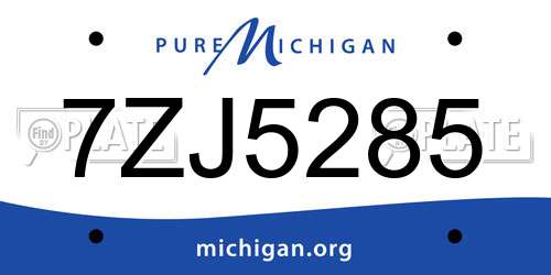 7ZJ5285 Michigan License Plate