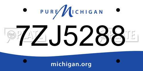 7ZJ5288 Michigan License Plate