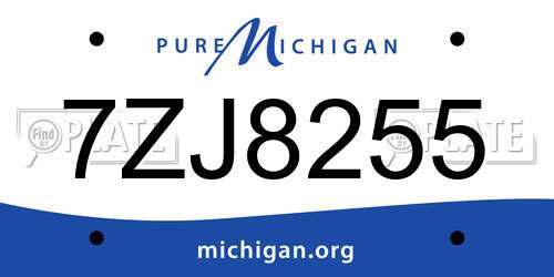 7ZJ8255 Michigan License Plate