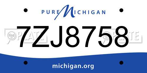 7ZJ8758 Michigan License Plate