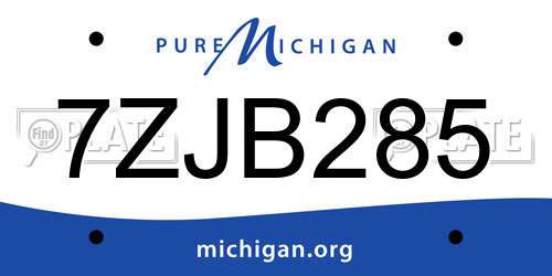 7ZJB285 Michigan License Plate