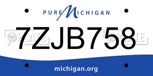 7ZJB758 Michigan License Plate