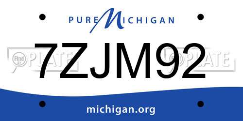 7ZJM92 Michigan License Plate