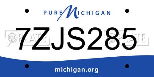 7ZJS285 Michigan License Plate