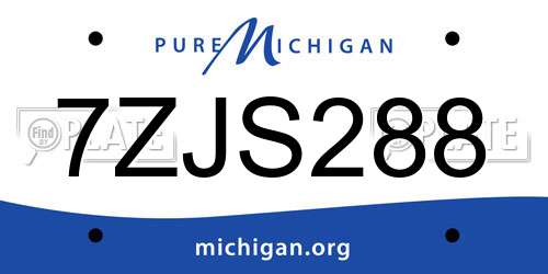 7ZJS288 Michigan License Plate