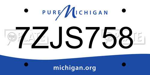 7ZJS758 Michigan License Plate