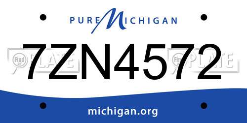 7ZN4572 Michigan License Plate