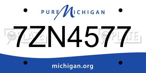 7ZN4577 Michigan License Plate