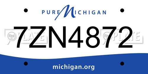 7ZN4872 Michigan License Plate